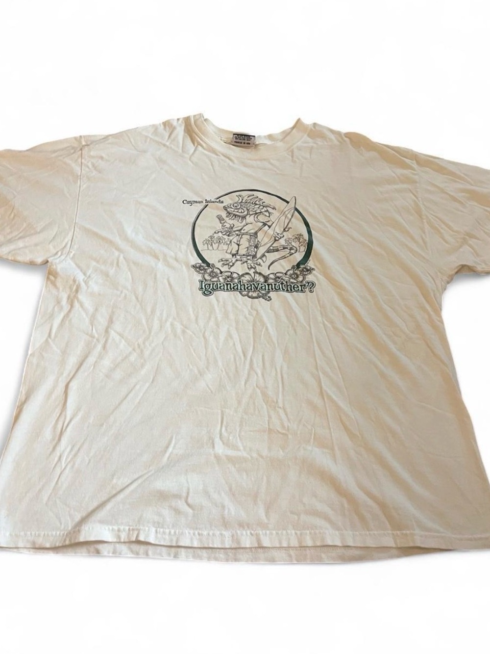 Men’s Vintage 90s Cayman Islands Iguana Beach Shirt Size XXL